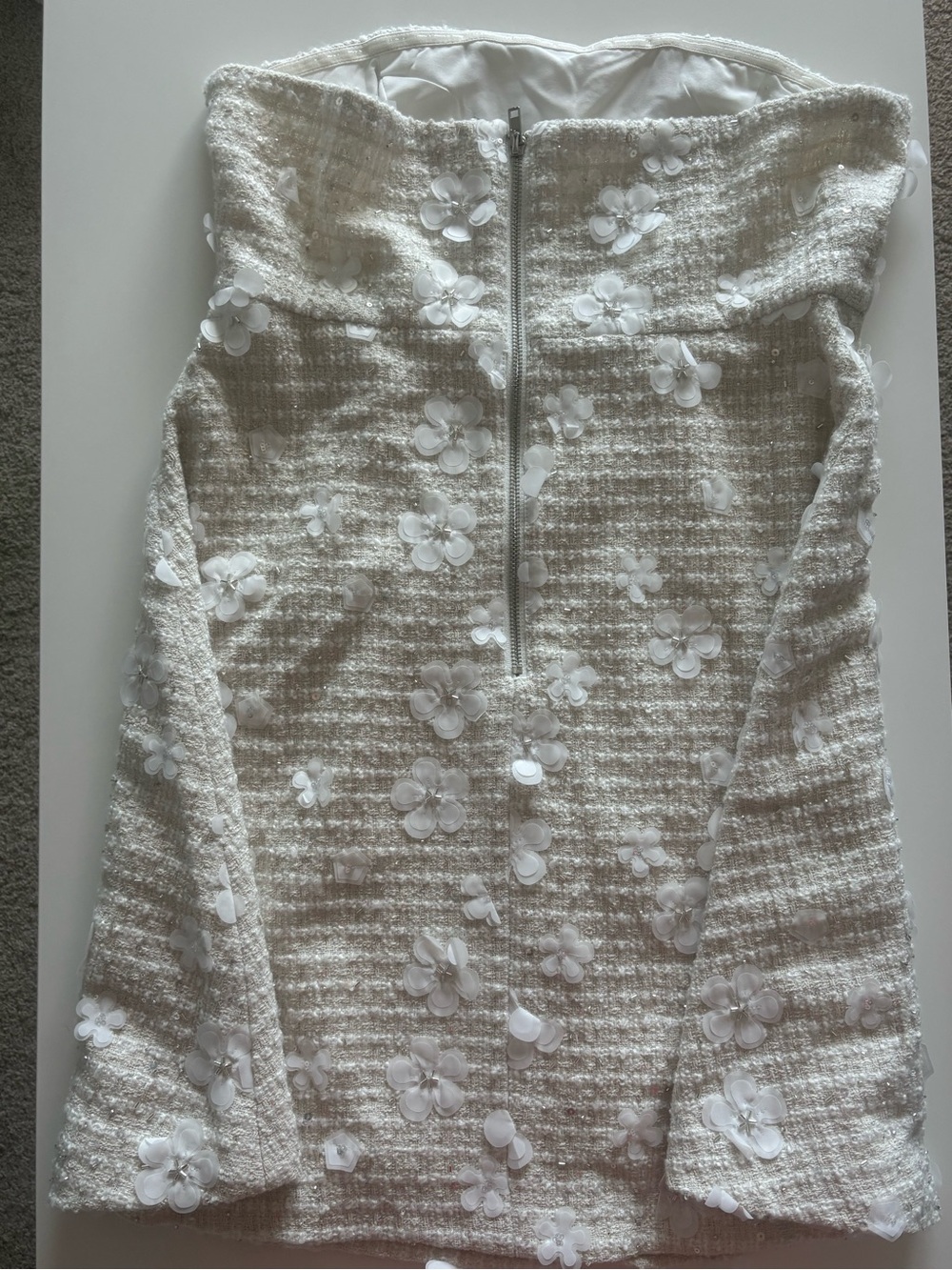 Anthropologie Sundream Strapless Tweed Floral A-Line Dress - Picture 5 of 6
